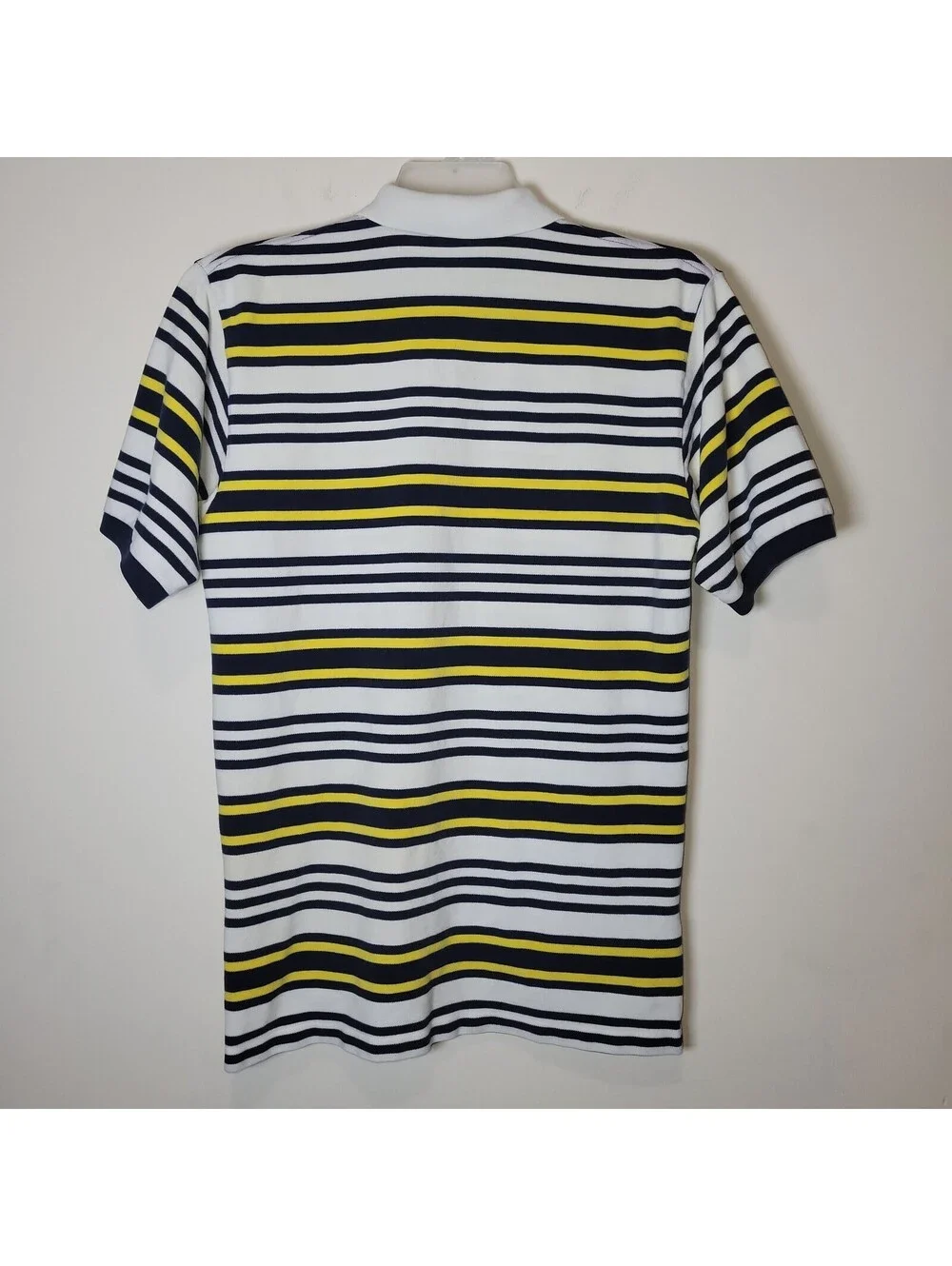 Polo Golf Ralph Lauren Men's M White Navy Blue Yellow Striped Short Sleeve Polo